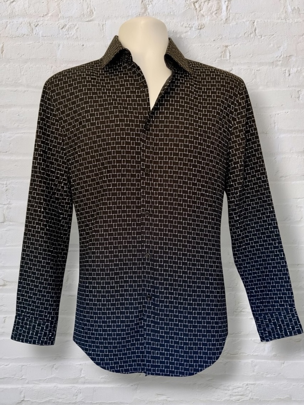 Society of Threads Slim Fit Dress Shirt Small NWT Black Geometric Nordstrom - Picture 3 of 8